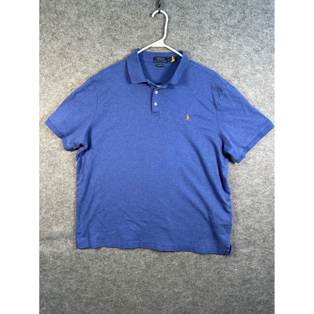 Polo Ralph Lauren Mens XL ClassicFit Blue Heather Short Sleeve Cotton Polo Shirt